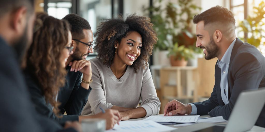 Small business owners meeting with a financial advisor.