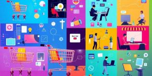 Diverse online business scenes for profitable opportunities in 2025.