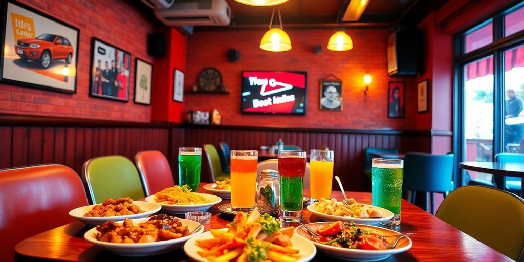 Colorful food presentation at a restaurant table.