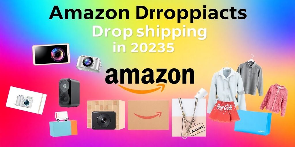 Collage of top dropshipping products for Amazon 2025.