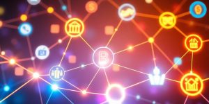 Interconnected global business network.