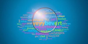 Magnifying glass over diverse keywords