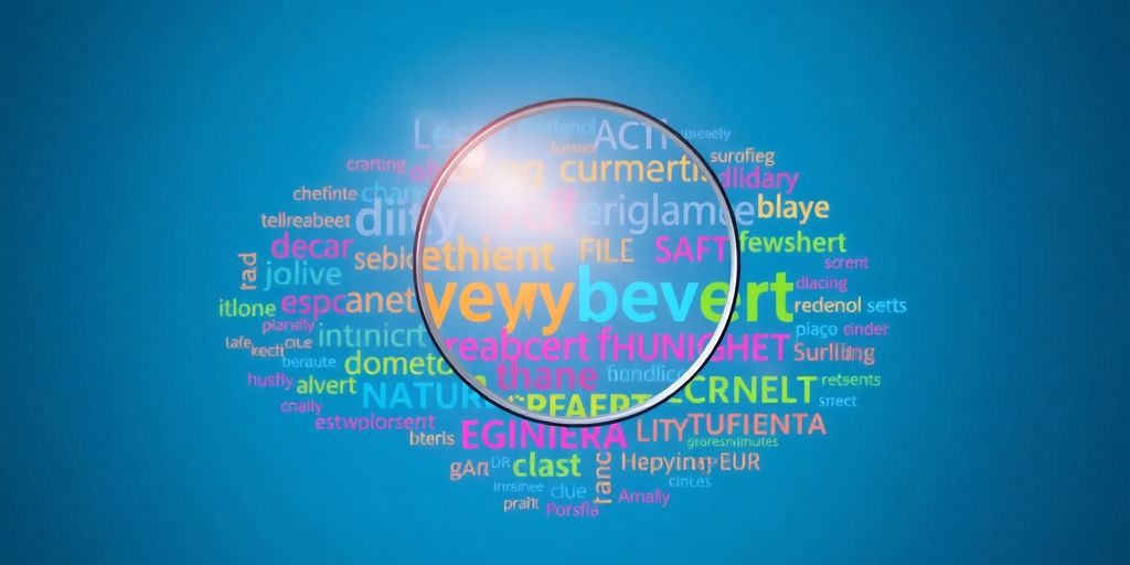 Magnifying glass over diverse keywords