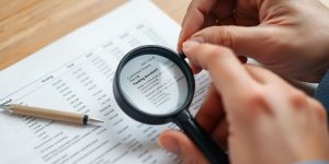 Small business owner reviewing financial documents.
