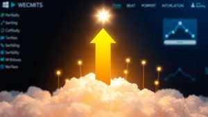 Website growth arrow reaching for a star